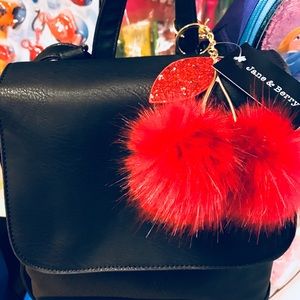 Black Backpack With Keychain Attach.